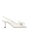 Jimmy Choo Hedera Slingback Kitten Heel Pumps In White Leather In White