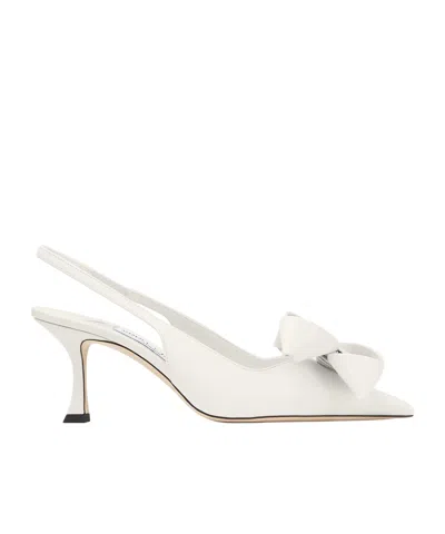 Jimmy Choo Hedera Slingback Kitten Heel Pumps In White Leather