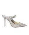 Jimmy Choo Embellished Glitter Pointed Toe Sandals In Gray