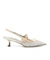 Jimmy Choo Didi 45 Glitter Slingback Pumps In White