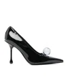 Jimmy Choo Orb 95 Embellished Patent Leather Pumps In Black