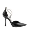 Jimmy Choo Stevie 100 Crystal-embellished Pumps In Patent Leather In Black