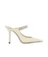 Jimmy Choo Lizard-embossed Leather Bing Mules Women In White