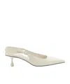 Jimmy Choo Pointed Toe Kitten Heel Leather Pumps In White