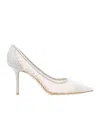 Jimmy Choo Silver Love 85 Leather Pumps In White