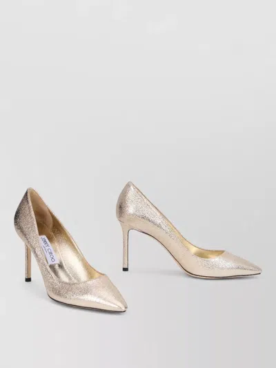 Jimmy Choo Pointed Leather Pumps Metallic Finish In Neutral