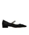Jimmy Choo Bing Feather-embellished Ballet Flats In Black