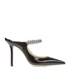 Jimmy Choo Bing 100 Crystal-embellished Patent-leather Mules In Black