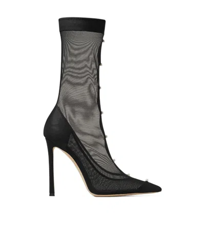 Jimmy Choo Psyche Pearl-embellished Mesh Pumps In Black