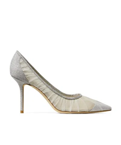 Jimmy Choo Pointed Stiletto Heels In Ivory Silver