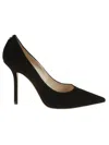 Jimmy Choo Pointed Toe Black Leather Pumps In Multi