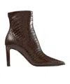 Jimmy Choo Croc-embossed Leather Ankle Boots With Pointed Toe In Burgundy