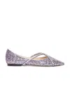 Jimmy Choo Glittery Genevi Ballet Flats In Gray