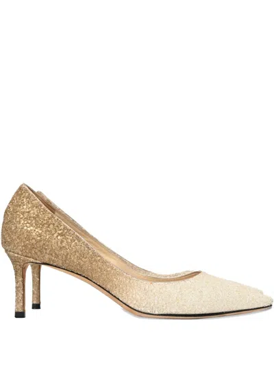Pre-owned Jimmy Choo Pointed-toe Glitter Pumps In Neutral