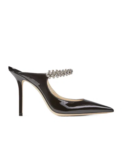 Jimmy Choo Black Pumps With Crystal Strap In Patent Leather Woman In Multi
