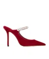 Jimmy Choo 100mm Bing Embellished Velvet Mule Pumps In Red