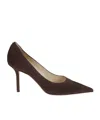 Jimmy Choo Love Eighty Five Suede Pointed Toe Pumps In Brown
