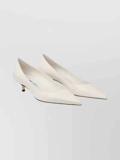 JIMMY CHOO POINTED TOE KITTEN HEEL LEATHER PUMPS