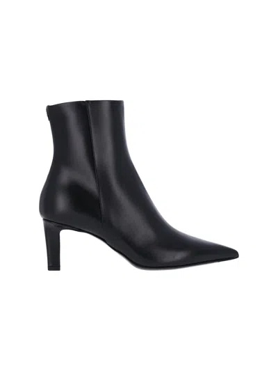 Jimmy Choo Pointed Toe Leather Ankle Boots In Black