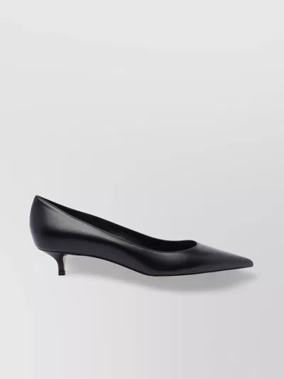 Jimmy Choo Pointed Toe Leather Kitten Heel Pumps