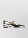 Jimmy Choo Pointed Toe Metallic Finish Ballerina Shoes