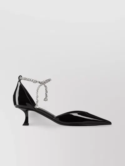 Jimmy Choo Pointed Toe Pump With Crystal Embellished Ankle Strap In Black