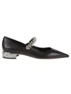 Jimmy Choo Nappa Leather Bing Ballerinas With Embellished Strap In Black