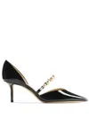 Jimmy Choo Pointed Toe Pumps With Faux-pearl Embellishment In Black