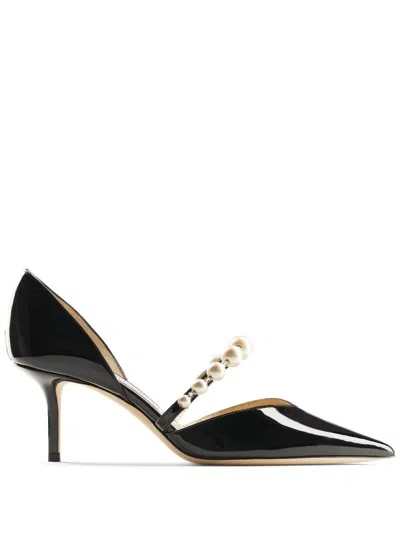 JIMMY CHOO POINTED TOE PUMPS WITH FAUX-PEARL EMBELLISHMENT