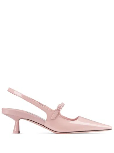 JIMMY CHOO POINTED TOE SLINGBACK HEELS WITH PATENT FINISH