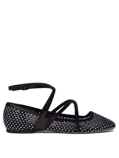 Jimmy Choo Pointed Toe Studded Leather Ballerinas In Black