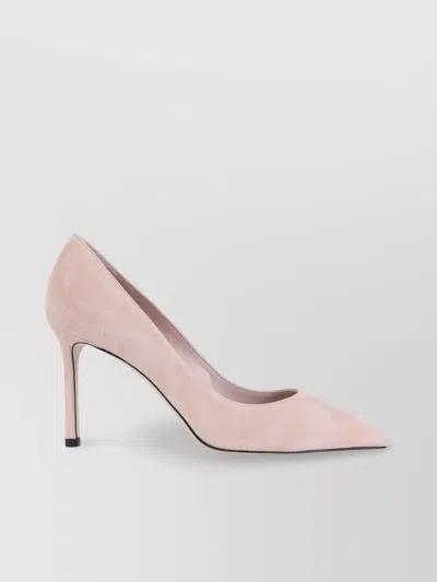 Jimmy Choo Pointed Toe Suede Stiletto Heel Pumps In Macaron