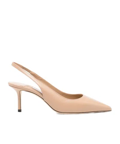 Jimmy Choo 85mm Love Glittered Leather Slingback Pumps In Neutral