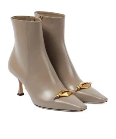 Jimmy Choo Pointed-toe Stiletto-heel Leather Ankle Boots In Gray