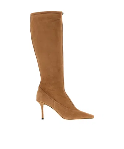 Jimmy Choo Pointed-toe Tall Boots In Camel