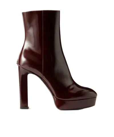 Jimmy Choo Polished Leather Boots In Burgundy