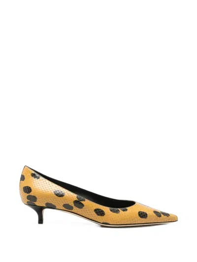 Jimmy Choo Polka-dot Snakeskin-effect Pumps In Yellow