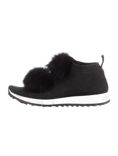 Pre-owned Jimmy Choo Pom-pom Embellishments Sneakers In Black