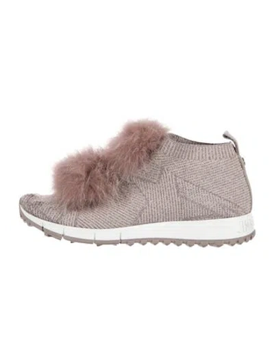 Pre-owned Jimmy Choo Pom-pom Embellishments Sneakers In Metallic/purple