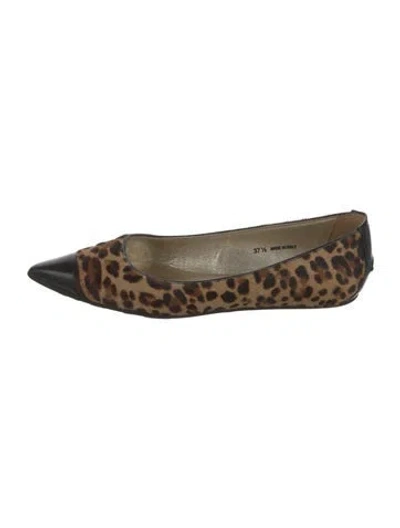 Pre-owned Jimmy Choo Ponyhair Animal Print Ballet Flats In Brown