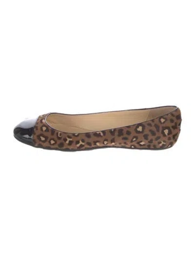 Pre-owned Jimmy Choo Ponyhair Animal Print Ballet Flats In Brown