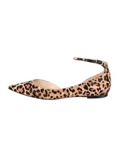 Pre-owned Jimmy Choo Ponyhair Animal Print Ballet Flats In Brown/neutrals