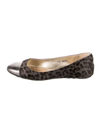 Pre-owned Jimmy Choo Ponyhair Animal Print Ballet Flats In Gray