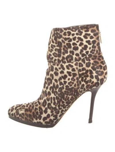 Pre-owned Jimmy Choo Ponyhair Animal Print Boots In Brown