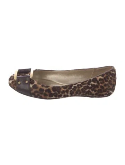Pre-owned Jimmy Choo Ponyhair Animal Print Flats In Brown