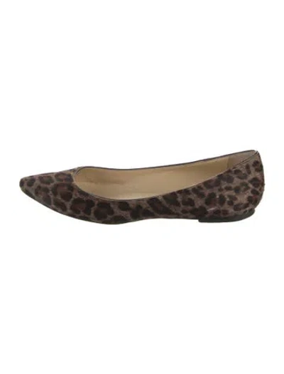 Pre-owned Jimmy Choo Ponyhair Animal Print Flats In Brown