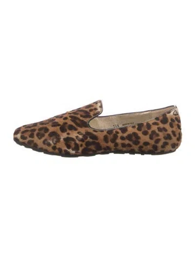 Pre-owned Jimmy Choo Ponyhair Animal Print Loafers In Brown