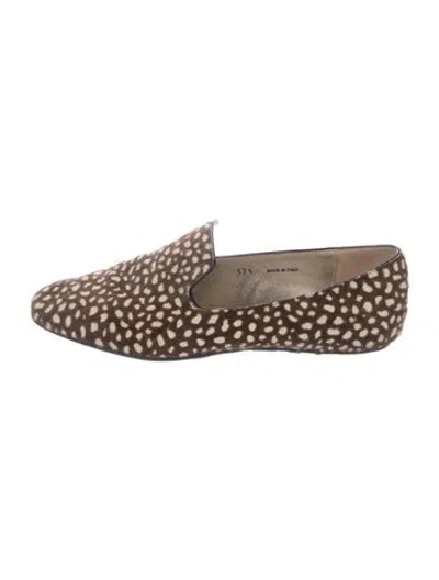 Pre-owned Jimmy Choo Ponyhair Animal Print Loafers In Brown