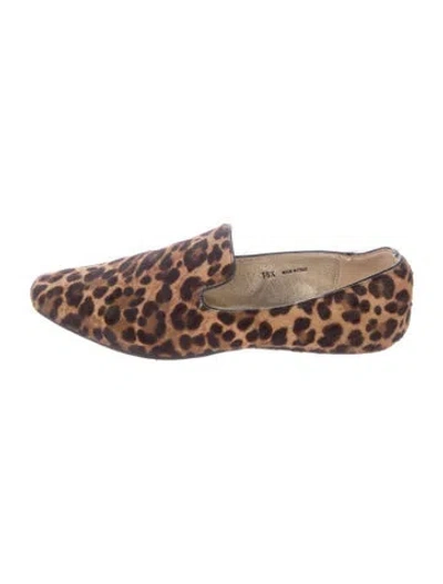 Pre-owned Jimmy Choo Ponyhair Animal Print Loafers In Brown