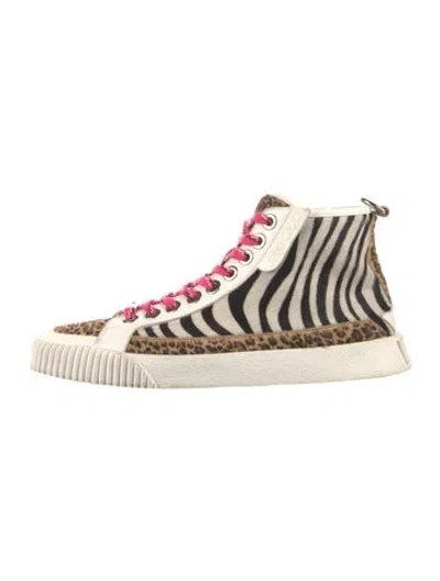 Pre-owned Jimmy Choo Ponyhair Animal Print Sneakers In White